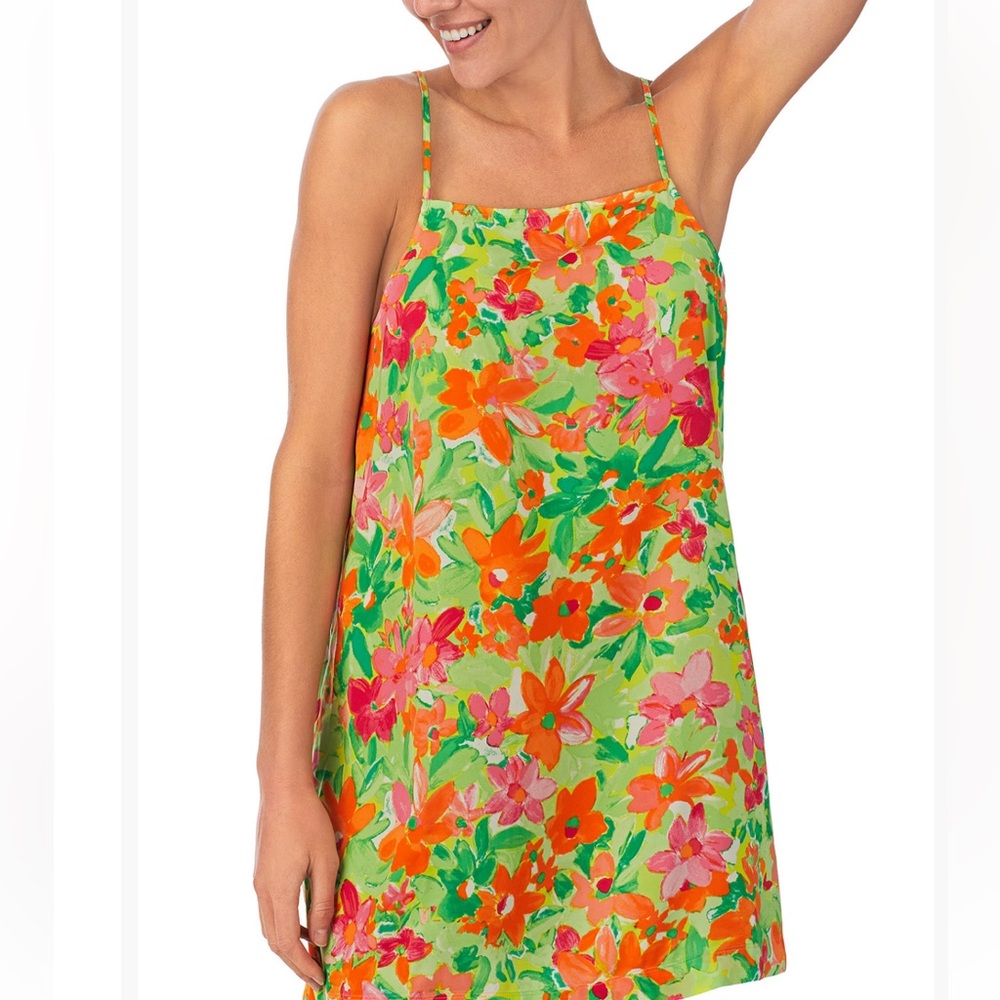 NWT Sanctuary Bright Floral Satin Tie-Back Camisole-Style Straps, Size Small